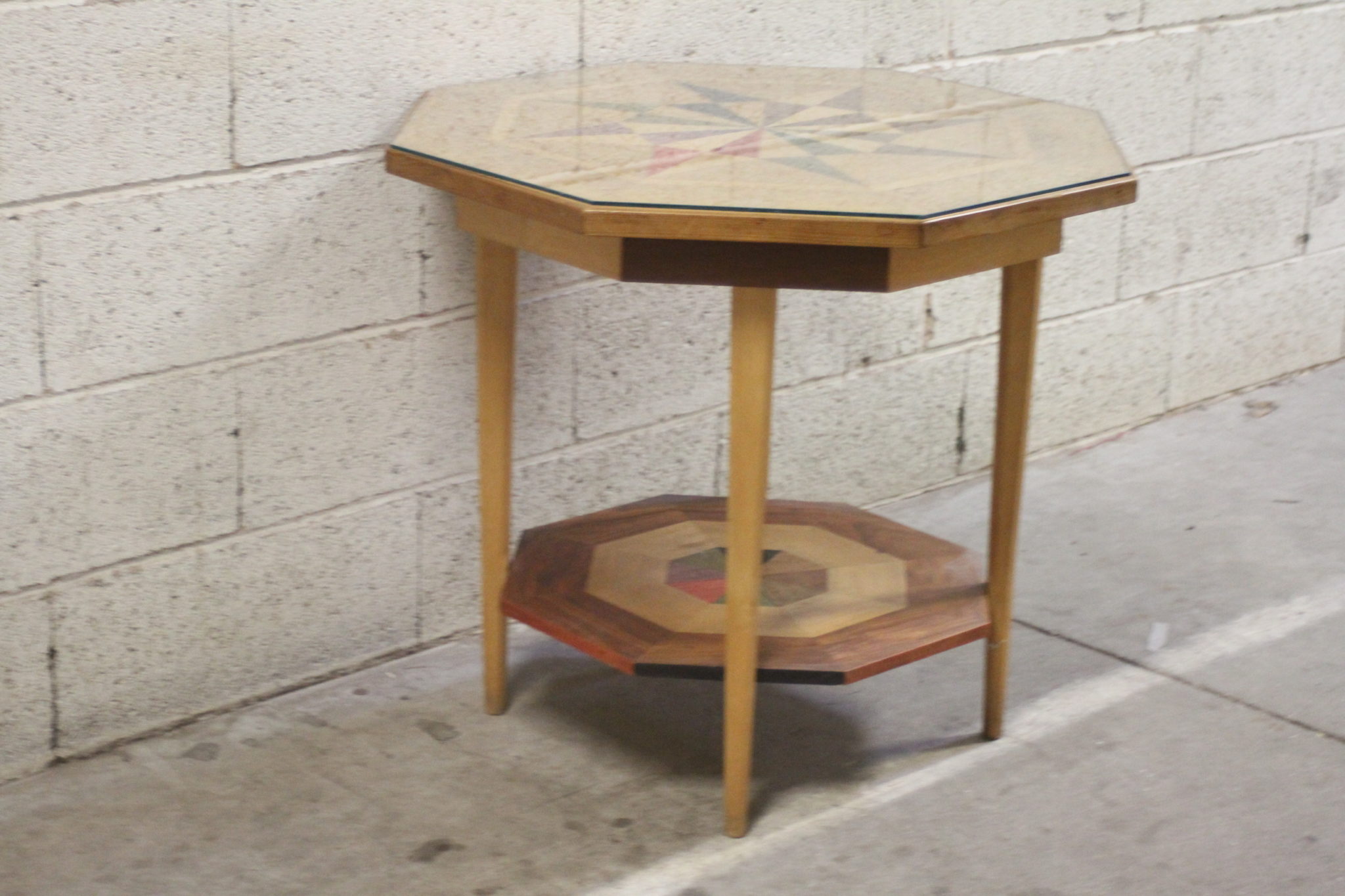 Table octogonale marqueterie – Image 2