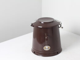 Ancien pot à saindoux en métal émaillé