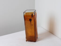 Vase vintage en verre bullé ambré
