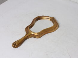 Miroir à main en bois doré