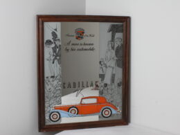 Miroir publicitaire vintage sérigraphié Cadillac