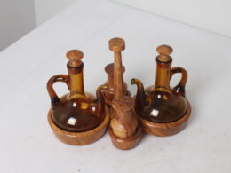 Serviteur à condiments en bois d'olivier