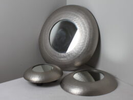 Lot de 3 miroirs muraux ronds en métal argenté