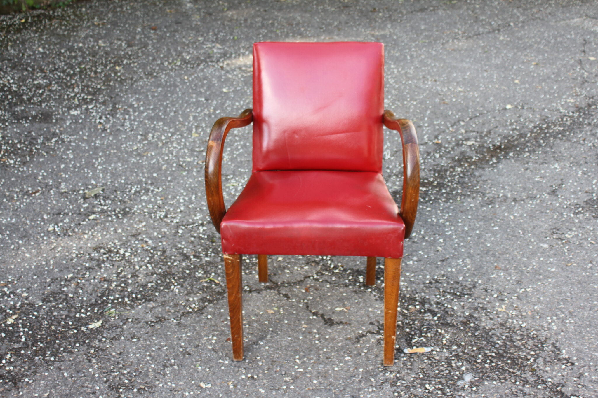 Fauteuil bridge en skaï rouge – Image 2
