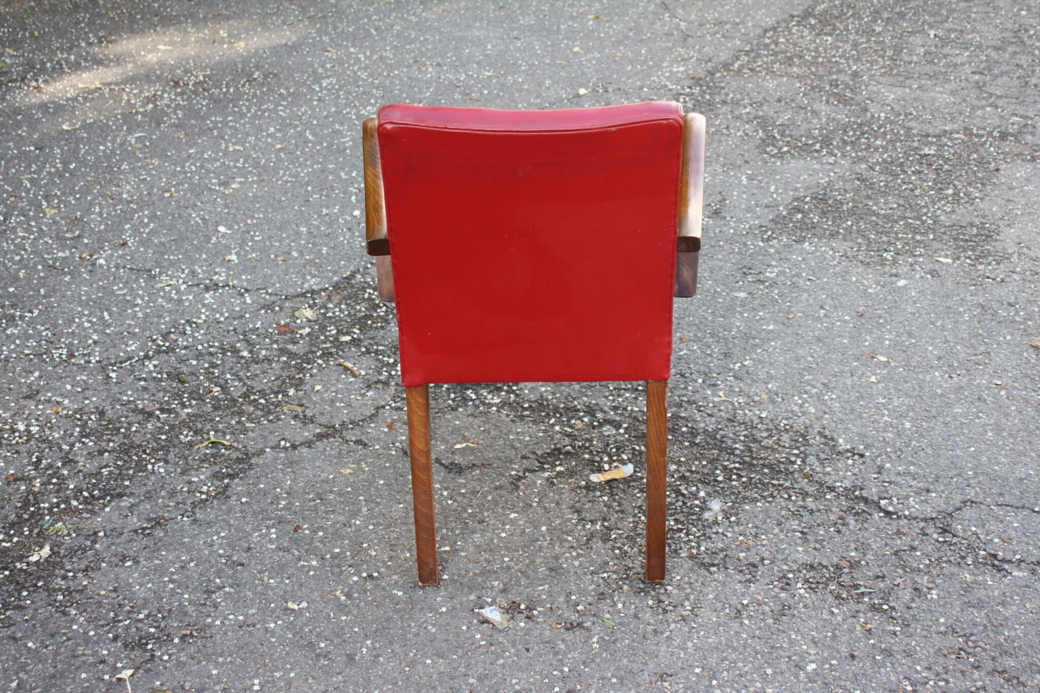 Fauteuil bridge en skaï rouge – Image 4