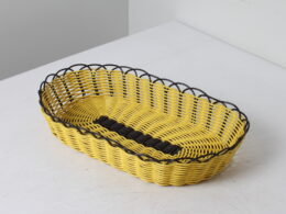 Corbeille vintage en scoubidou jaune et noir