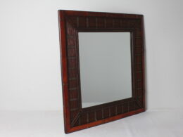 Miroir vintage bois, osier et bambou