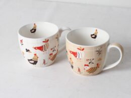 Mugs en grès décor poules