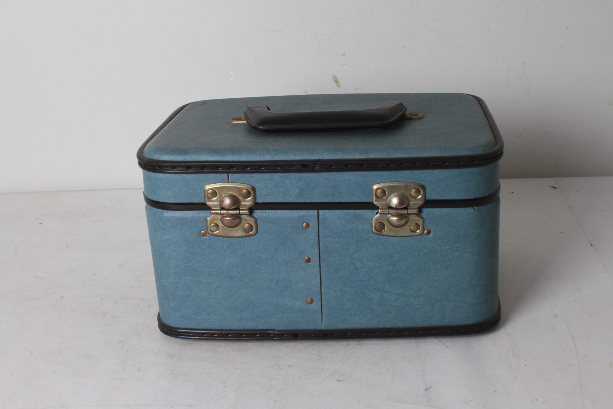 Vanity vintage en skaï bleu – Image 3